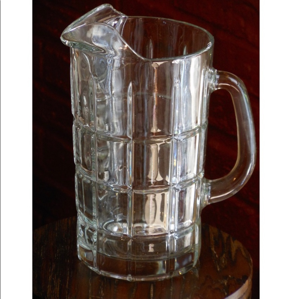 Anchor Hocking 2 Quart Tartan Pattern Glass Pitcher